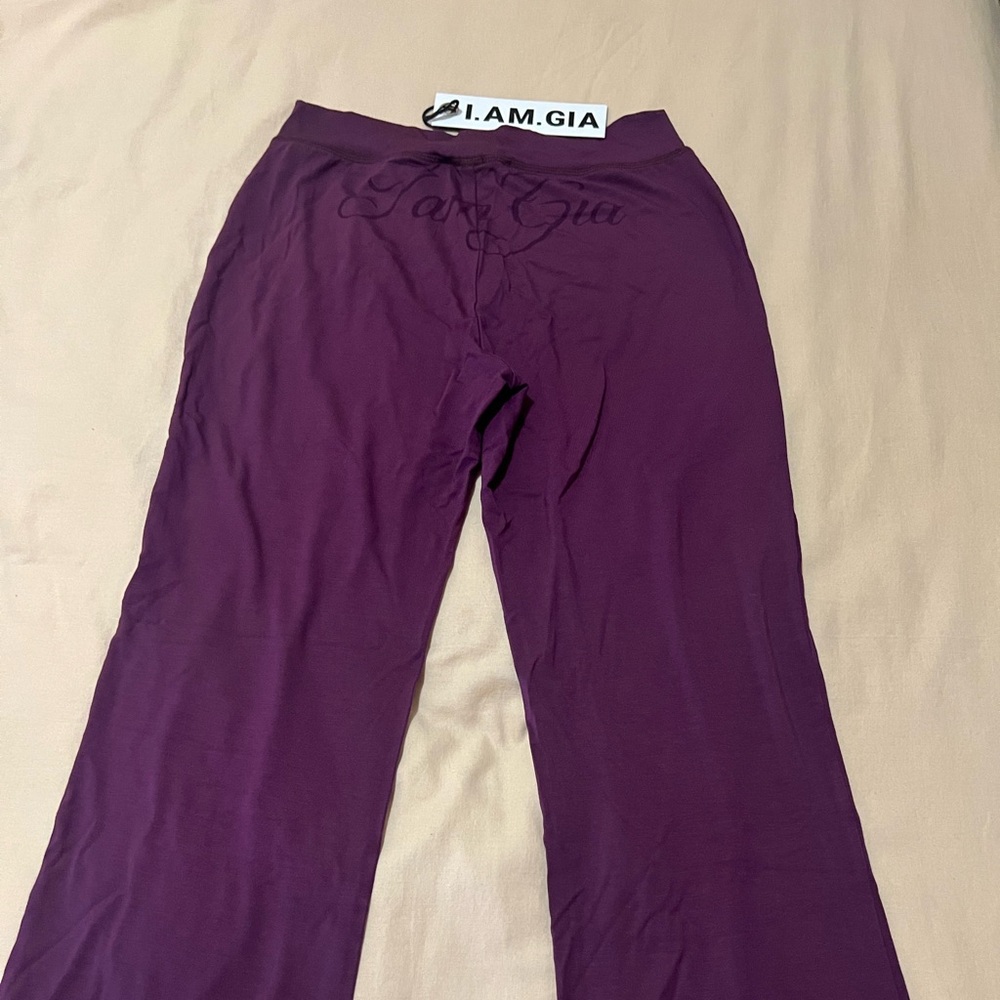 I.AM.GIA Plum Script Track Pants- Authentic - Picture 2 of 5